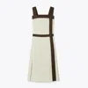 Tory Burch Colorblock Satin Dress In White