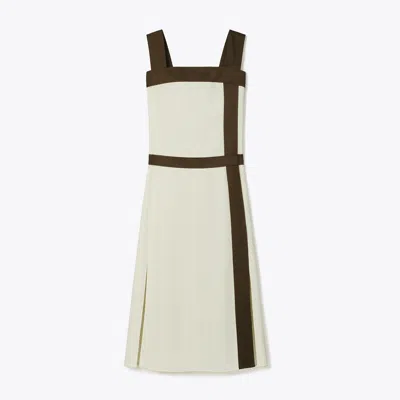 Tory Burch Colorblock Satin Dress In White