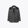 Tory Burch Colorblock Stretch Blazer In Gray