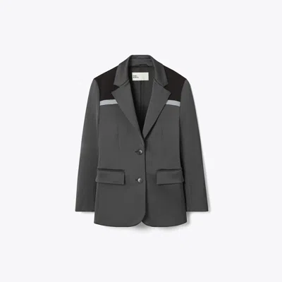 Tory Burch Colorblock Stretch Blazer In Gray