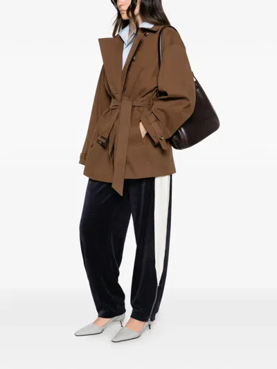 Tory Burch Colorblock Velour Track Pants In Blue