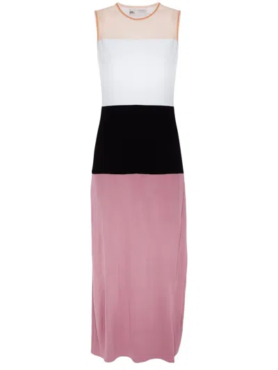 Tory Burch Colour-block Jersey Midi Dress In Purple