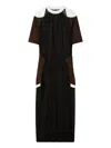 Tory Burch Colorblock Sheer Jersey Dress In Black
