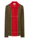 Tory Burch Colour-block Wool Polo Shirt In Multi