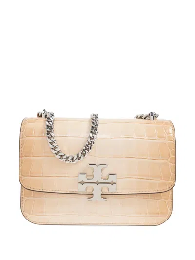 Tory Burch Compact Eleanor Crocodile Embossed Shoulder Bag In Neutral