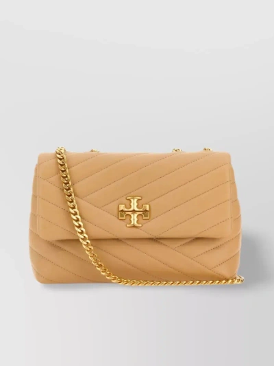 Tory Burch Kira 人字纹图案皮质小号单肩包 In Beige