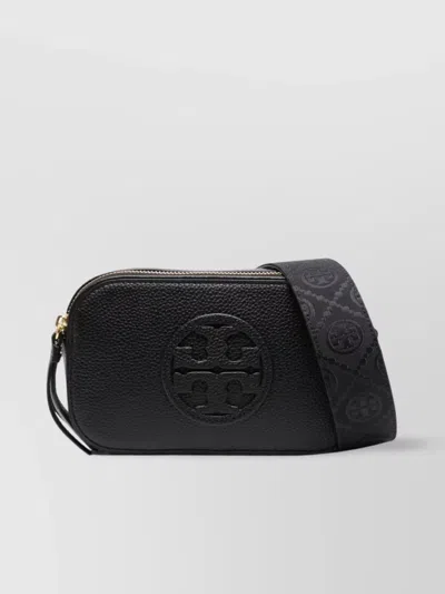 Tory Burch Miller Mini Logo Lambskin Crossbody Bag In Black