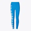 Tory Burch Compression Logo 7/8 Legging In Blue