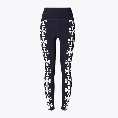 Tory Burch Compression Logo 7/8 Legging In Deep Navy