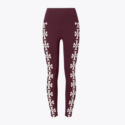 Tory Burch Compression Logo 7/8 Legging In Winetasting