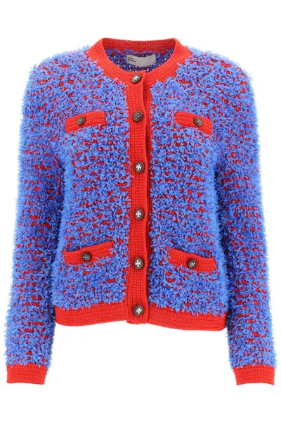 Tory Burch Confetti Tweed Jacket In Celeste