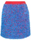 Tory Burch Eyelash Effect Wool Confetti Miniskirt In Blue