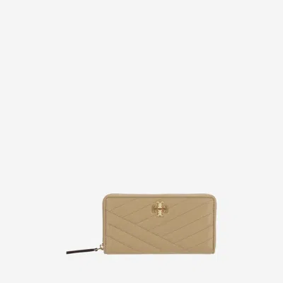 Tory Burch Continental Kira Leather Wallet In Beige