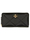 Tory Burch Kira Diamond Quilt Zip Continental Wallet In Black