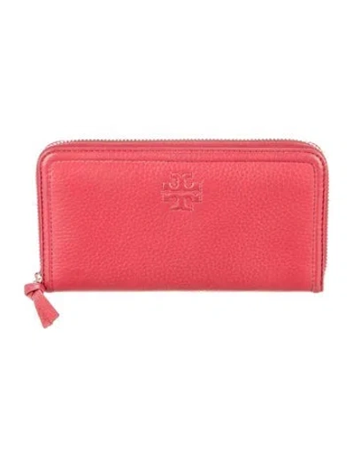 Pre-owned Tory Burch Continental Leather Continental Wallet In Red