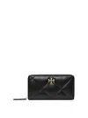 Tory Burch Kira Diamond Quilt Zip Continental Wallet In Black
