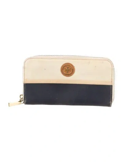Pre-owned Tory Burch Continental Wallet In Blue