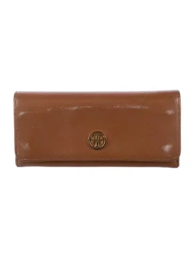 Pre-owned Tory Burch Continental Wallet In Brown