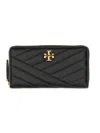Tory Burch Black Matelasse Lamb Leather Kira Chevron Zip Continental Wallet In Black