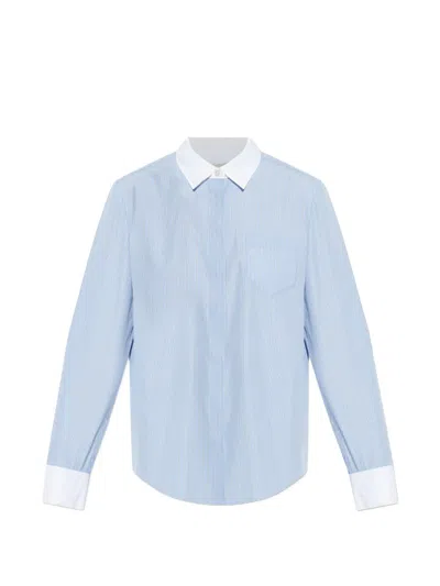 Tory Burch Contrast-border Striped Shirt In Blue