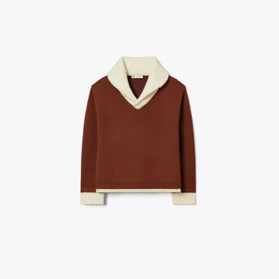 Tory Burch V-neck Colour-block Sweater In Burgundy