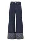 Tory Burch Contrast Cuff Straight Leg Jeans In Blue