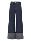 Tory Burch Contrast Cuff Straight Leg Jeans In Blue
