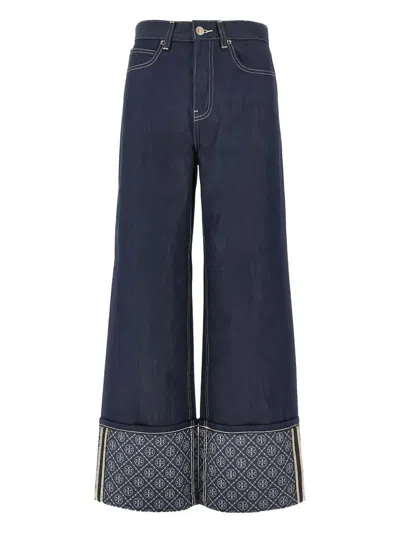 TORY BURCH Tory Burch Contrast Cuff Straight Leg Jeans