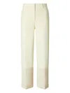 Tory Burch Contrast-cuff Trousers In Neutral