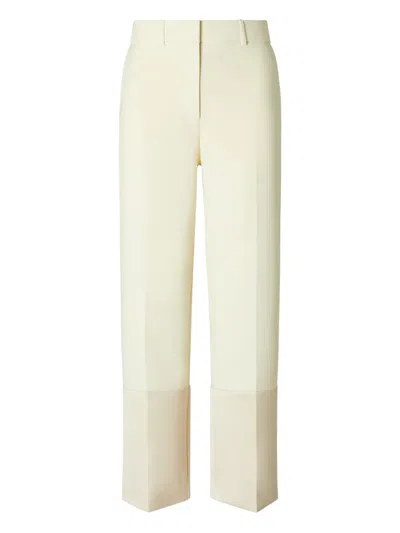 Tory Burch Contrast-cuff Trousers In Neutral