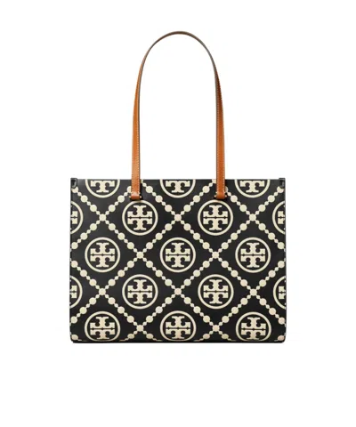 Tory Burch Contrast Embossed Tote Bag In Black