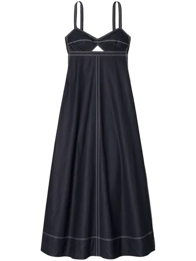 Tory Burch Contrasting-stitch Detail Dress In Black