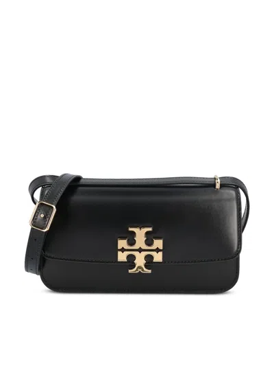 Tory Burch Convertible Eleanor Foldover Top Small Shoulder Bag In Black