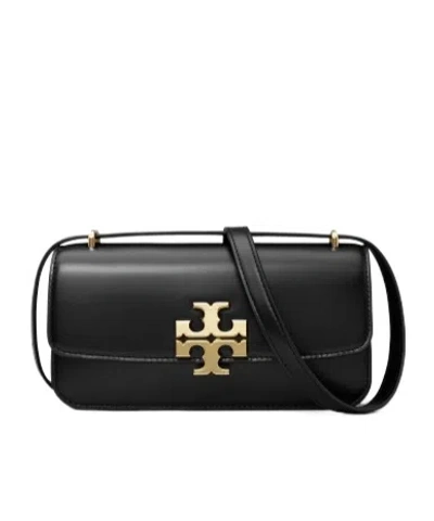 Tory Burch Convertible Eleanor Foldover Top Small Shoulder Bag In Black