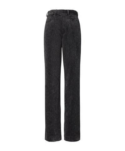 Tory Burch High-waist Corduroy Wide-leg Trousers In Black