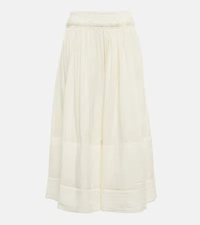 Tory Burch Cotton And Linen Midi Skirt In Brown