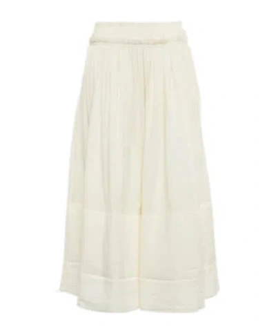 Tory Burch Cotton And Linen Midi Skirt In Gray