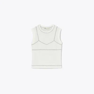 TORY BURCH COTTON AND NYLON MESH TOP