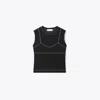 Tory Burch Mesh-panel Sleeveless Top In Black