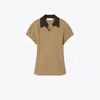 Tory Burch Cotton And Silk Polo In Boba Brown/soba