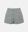 Tory Burch Printed Cotton Poplin Camp Shorts In Blue