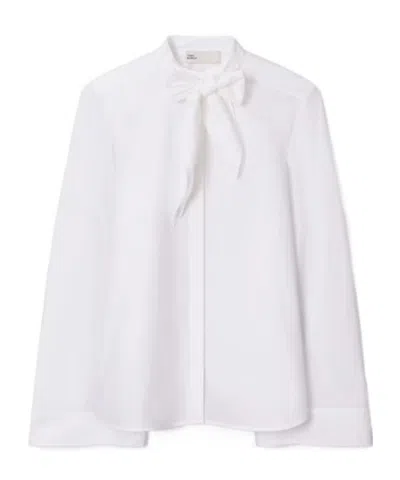Tory Burch Cotton Bow Blouse In White
