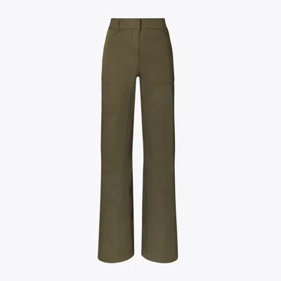Tory Burch Cotton Cargo Pant In Green
