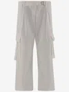 Tory Burch Cotton Cargo Pants With Adjustable Waistband In White