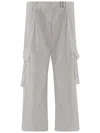 Tory Burch Cotton Cargo Pants With Adjustable Waistband In White