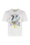 Tory Burch Cotton Crew-neck T-shirt In White