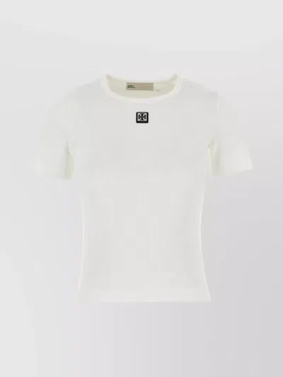 Tory Burch Cotton Crew Neck T-shirt With Short Sleeves In White