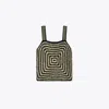 Tory Burch Cotton Crochet Tank Top In Black/white