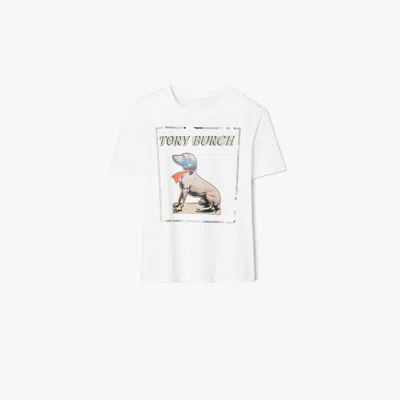Tory Burch Cotton Dachsund T-shirt In White Dachsund