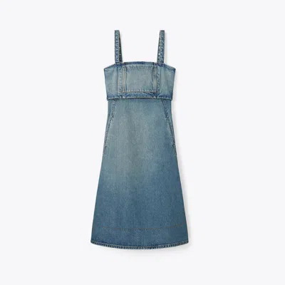 Tory Burch Cotton Denim Dress In Classic Vintage Blue Wash